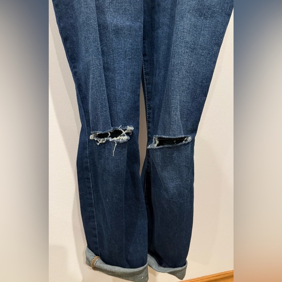 Dark Blue Jean Women's Refuge Overall Ripped Distressed Grunge Punk - Picture 6 of 13